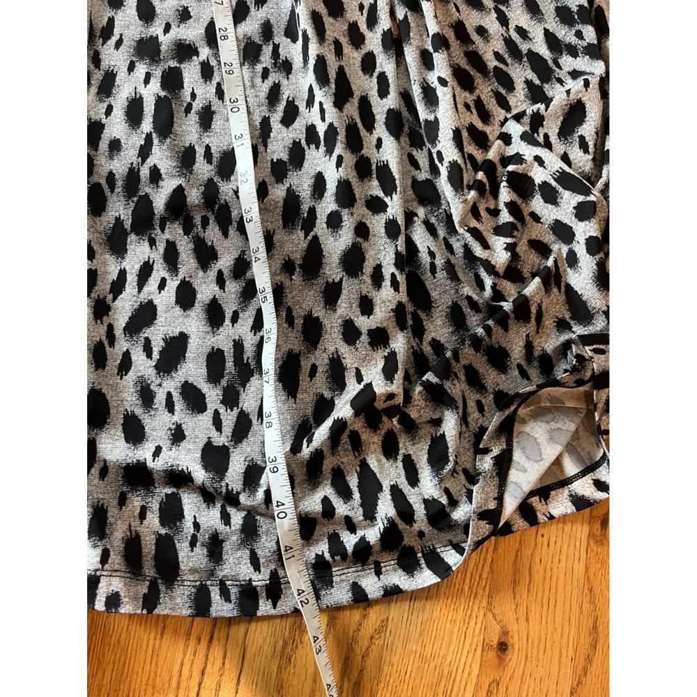 Isabel De Pedro Grey Black Leopard Print Twist Front V-Neck Midi Dress Size 6 b2 - Picture 7 of 8